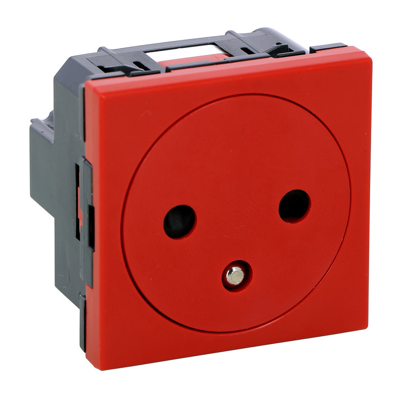 Legrand 077133 - Prise de courant Surface Mosaic - 2P+T - 2 modules - rouge antimicrobien