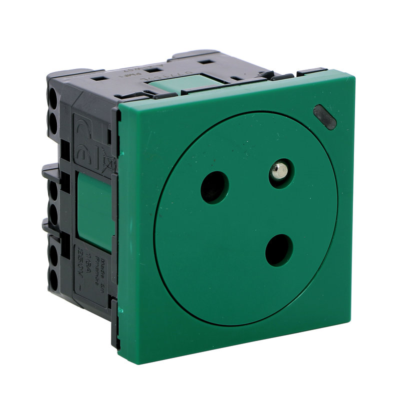 Legrand 077159L - Prise de courant Surface 2P+T Mosaic Link Vert à voyant antimicrobien