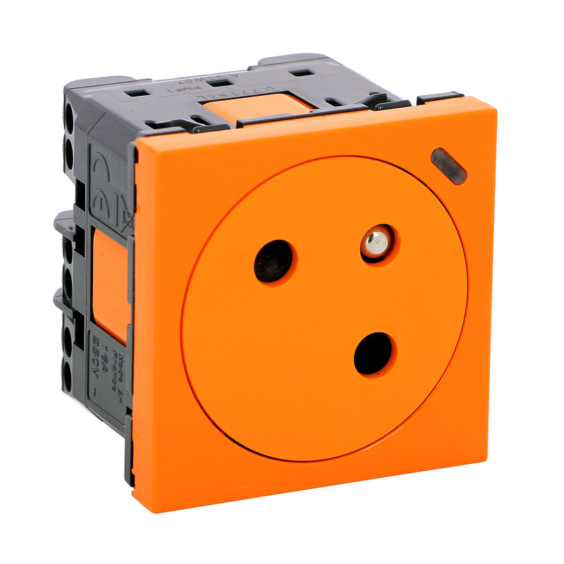 Legrand 077186L - Prise de courant Surface 2P+T Mosaic Link Orange à voyant antimicrobien