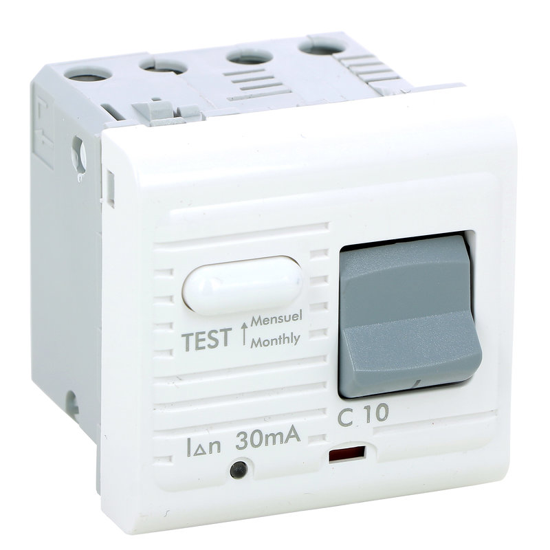 Legrand 077531 - Disjoncteur différentiel Uni+Neutre 230V~ 10A 30mA Mosaic 2 modules - blanc