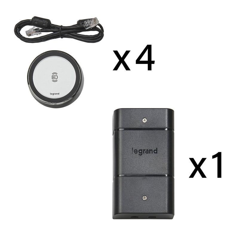 Legrand 077645L - Kit complet 4 chargeurs sans fil 15W pour mobilier, à raccorder