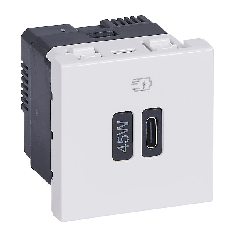 Legrand 077655L - Prise simple USB Mosaic Type-C 45W Power Delivery 2 modules - blanc