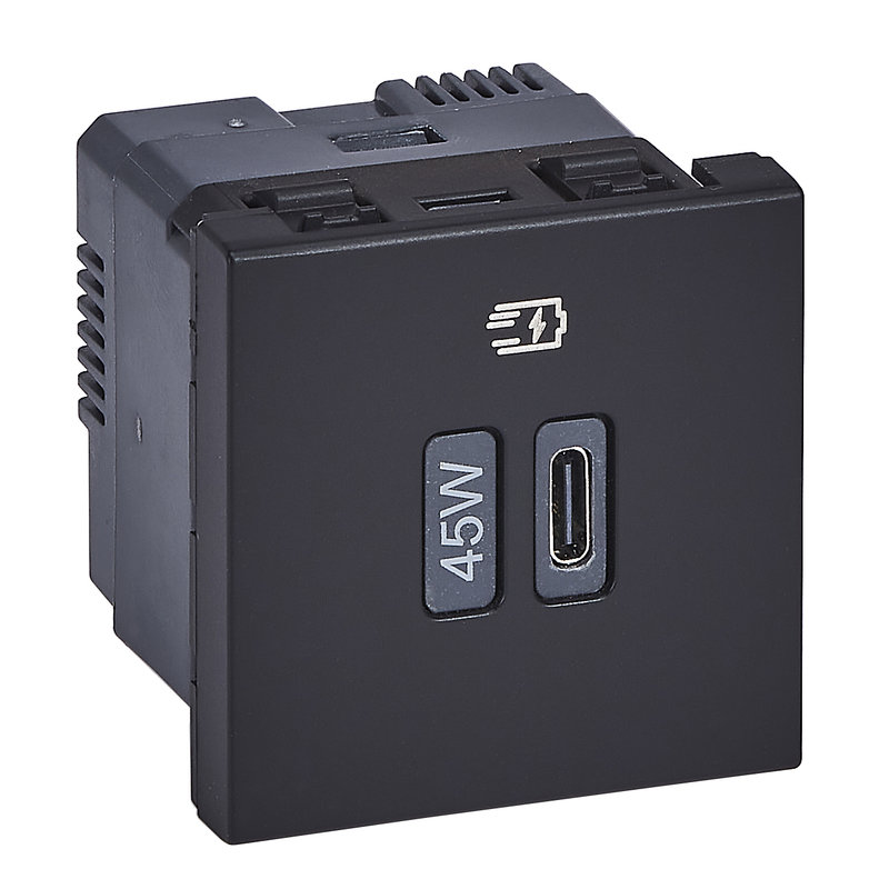Legrand 077657L - Prise simple USB Mosaic Type-C 45W Power Delivery 2 modules - noir