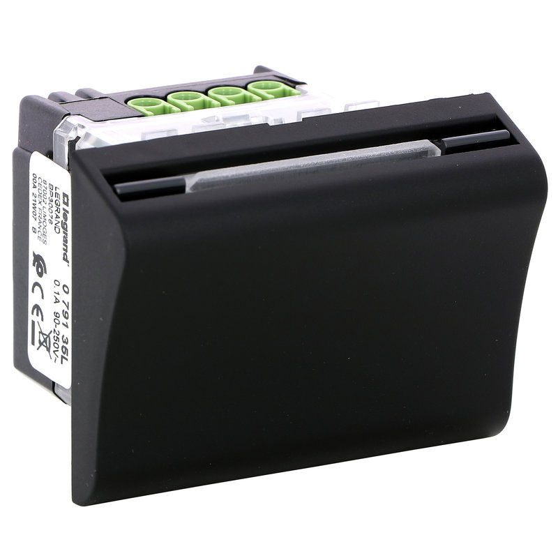 Legrand 079135L - Interrupteur à badge mécanique Mosaic 2 modules - noir