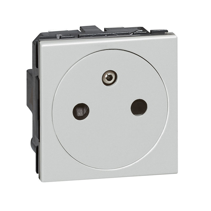 Legrand 079342 - Prise 2P+T Surface Mosaic 2 modules avec connexion par bornes automatiques alu
