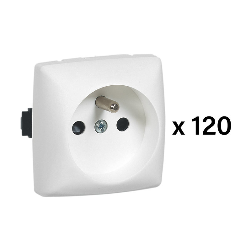 Legrand 086130L - Lot de 120 prises de courant 2P+T Appareillage Saillie composable blanc