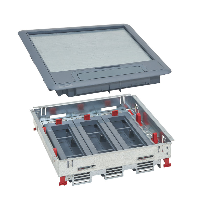 Legrand 088011 - Kit boite de sol cadre + couvercle plastique + supports horizontaux 24 modules