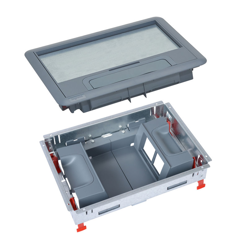 Legrand 088012 - Kit boite de sol cadre + couvercle plastique + supports verticaux 8 modules
