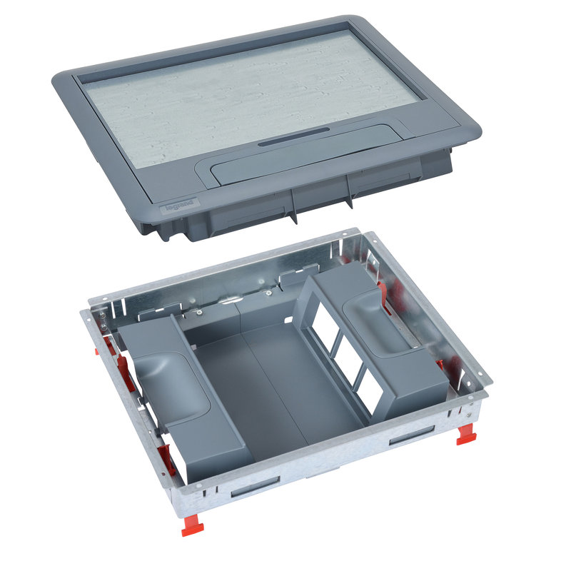 Legrand 088013 - Kit boite de sol cadre + couvercle plastique + supports verticaux 12 modules