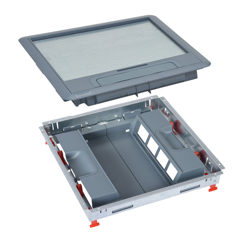 Legrand 088014 - Kit boite de sol cadre + couvercle plastique + supports verticaux 16 modules