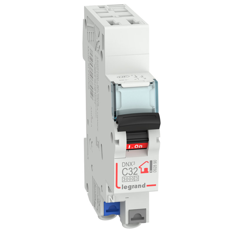 Legrand 092890 - DNX3 disjoncteur 1P+Neutre à gauche courbe C 32A 3000A bornes auto 1 module