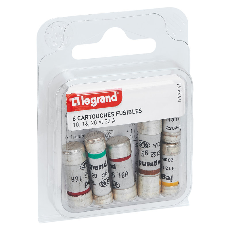 Legrand 092941 - Ensemble 6 cartouches cylindrique domestique sans voyant pour tableau d'abonné