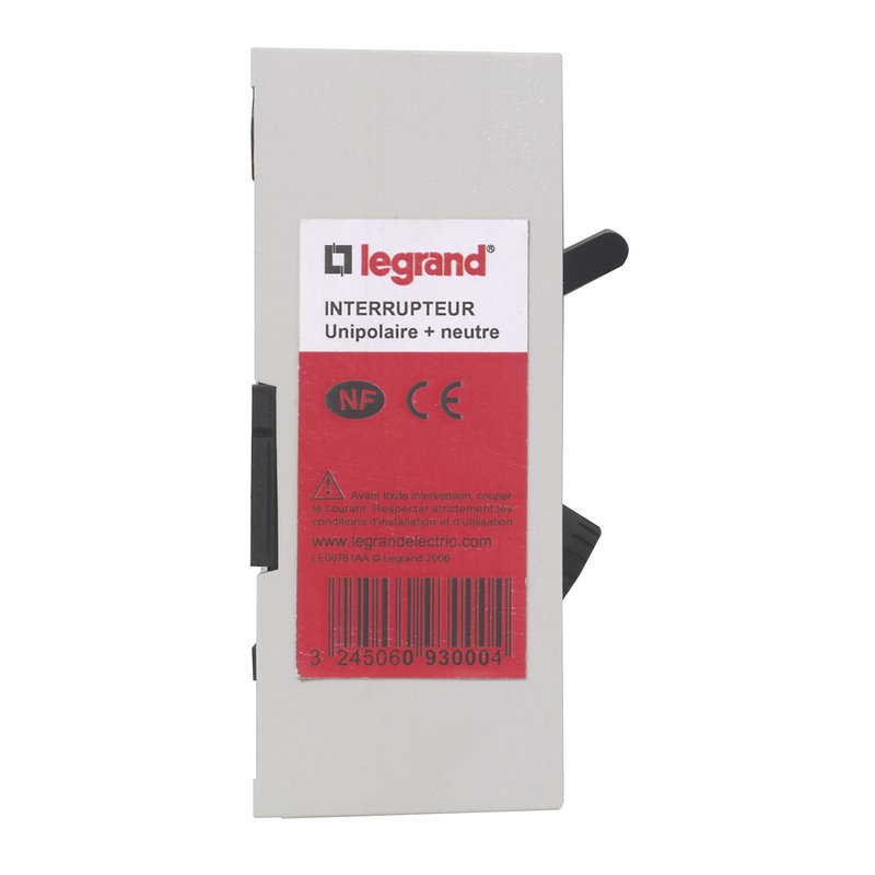 Legrand 093000 - Interrupteur Pac - unipolaire + neutre - puissance maxi 4600W