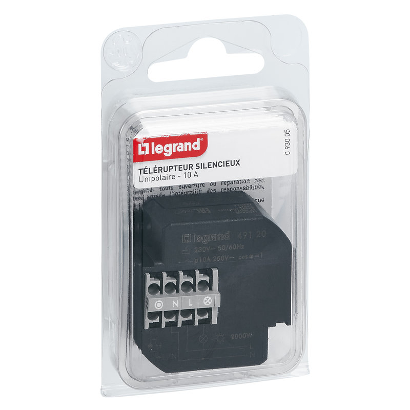 Legrand 093005 - Télérupteur à encastrer unipolaire silencieux 10A 230V~