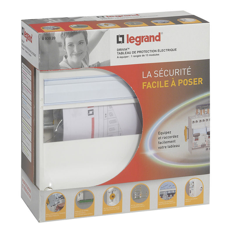 Legrand 093020 - Coffret à équiper DRIVIA 1 rangée 13 modules avec borniers 250x250x103,5mm