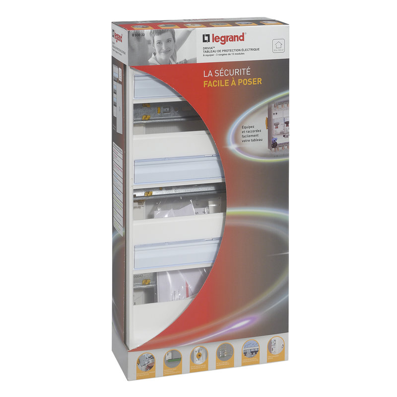 Legrand 093022 - Coffret à équiper DRIVIA 3 rangées 13 modules avec borniers 500x250x103,5mm