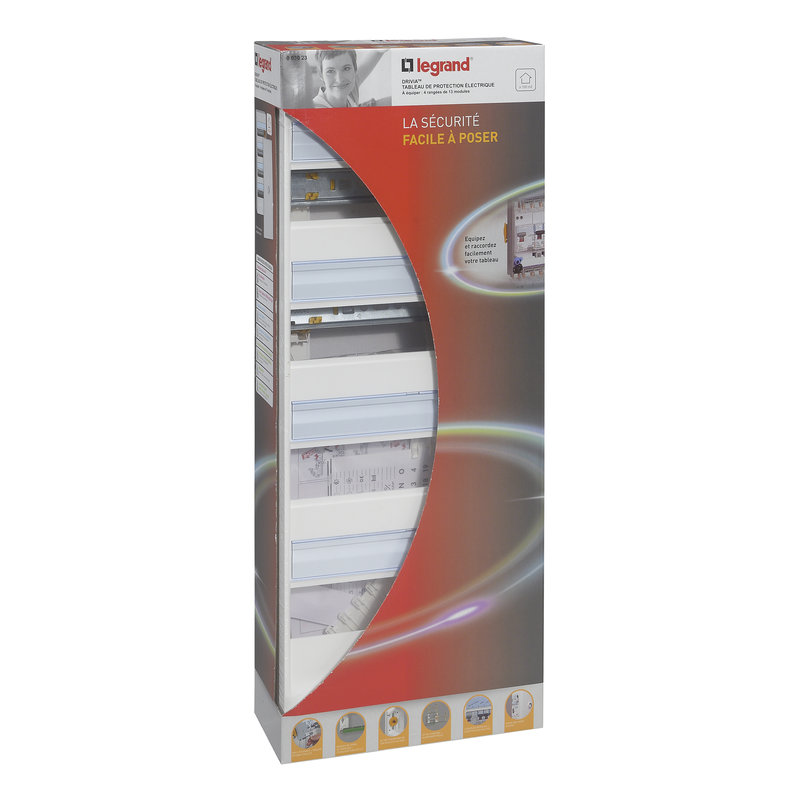 Legrand 093023 - Coffret à équiper DRIVIA 4 rangées 13 modules avec borniers 625x250x103,5mm