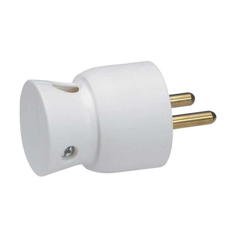 [LEG-093901] Legrand 093901 - Fiche mâle avec terre plastique - sortie du câble par le dessous -blister -blanc