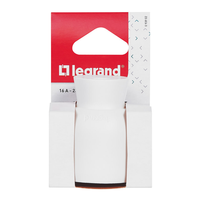 [LEG-093902] Legrand 093902 - Fiche femelle avec terre plastique - sortie du câble par arrière -blister -blanc