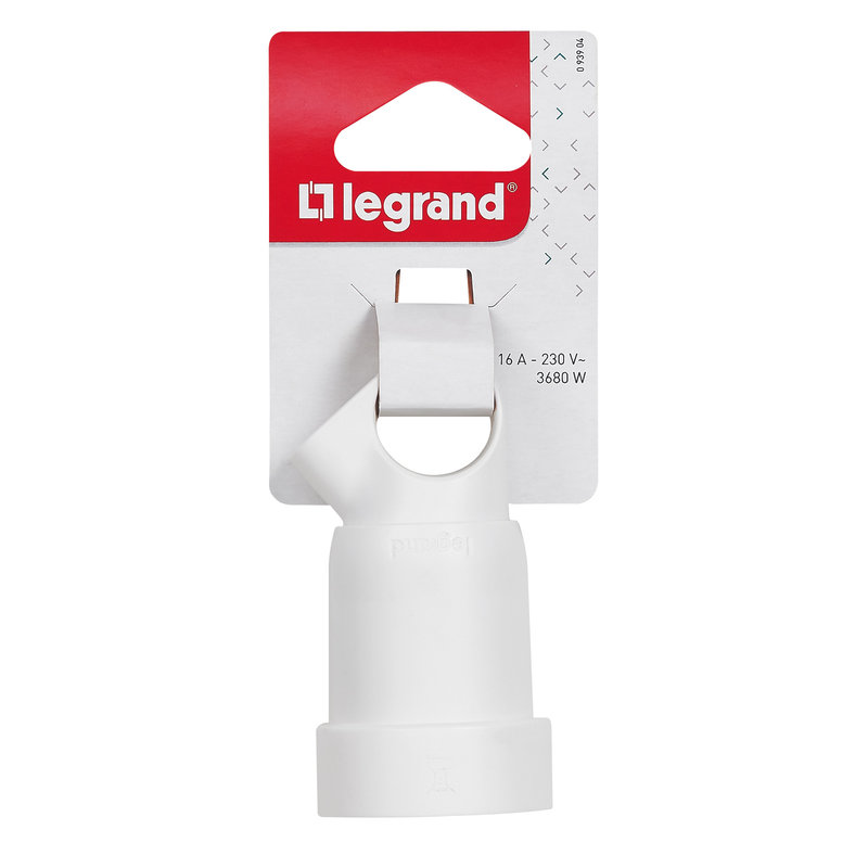 Legrand 093904 - Fiche femelle avec terre plastique Annela 16A avec anneau - blister - blanc