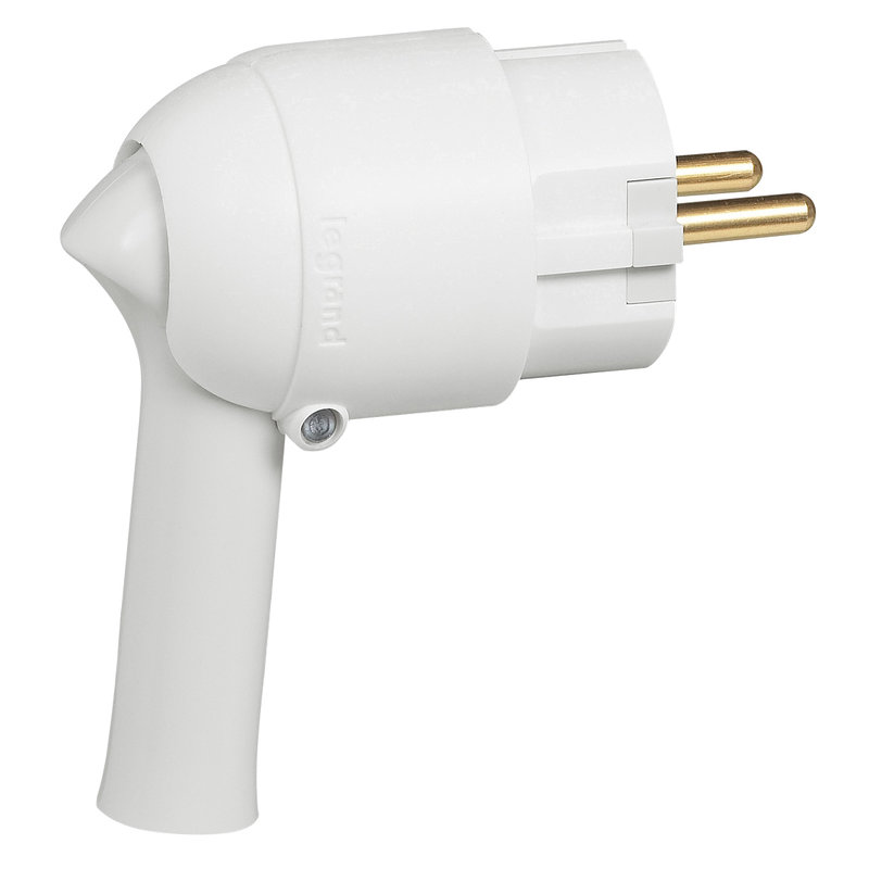 Legrand 093975 - Fiche mâle avec terre plastique - extraction facilitée - blister - blanc