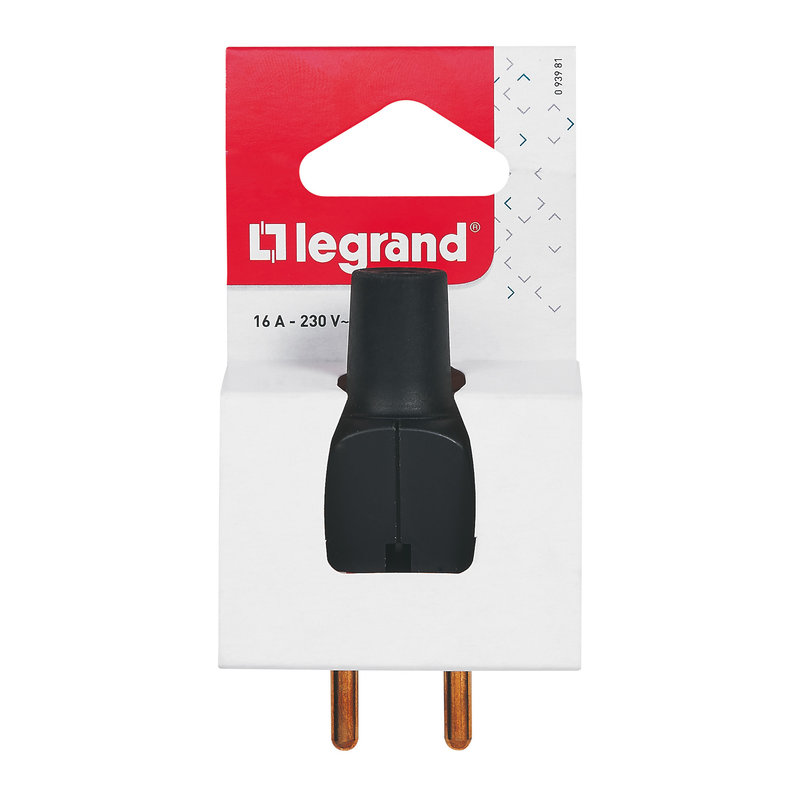 Legrand 093981 - Fiche mâle sans terre caoutchouc 16A - blister