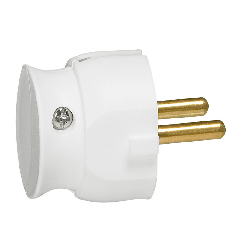 [LEG-093983] Legrand 093983 - Fiche extra-plate mâle sans terre - 16A - sortie latérale - blister - blanc