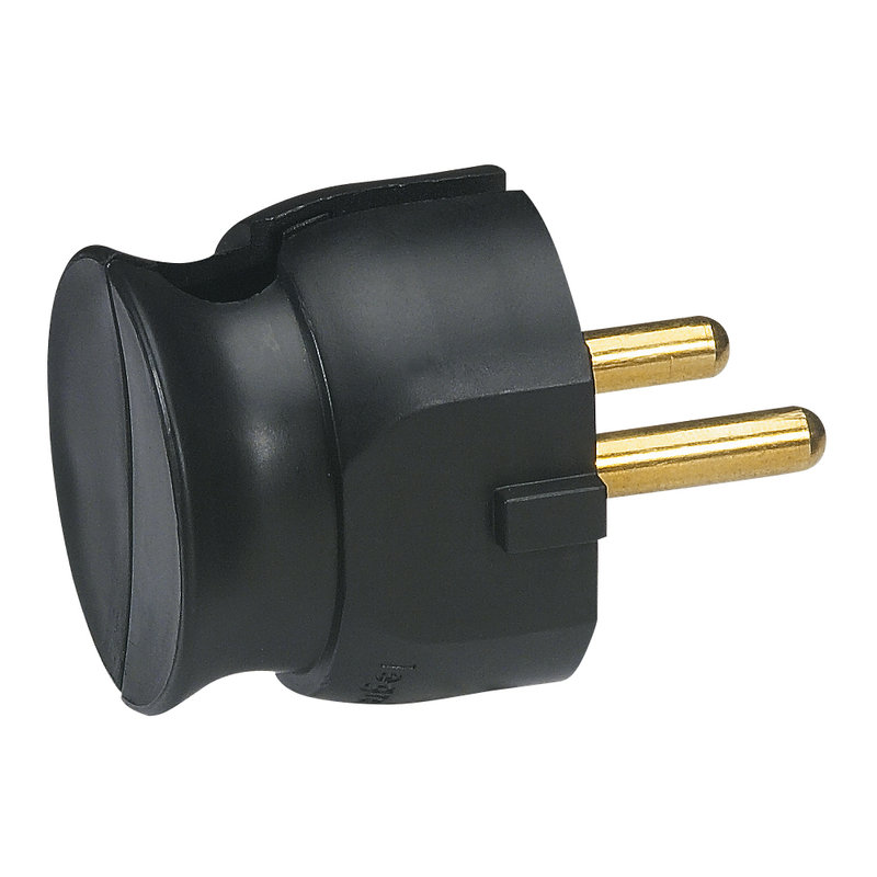 [LEG-093984] Legrand 093984 - Fiche extra-plate mâle sans terre - 16A - sortie latérale - blister - noir