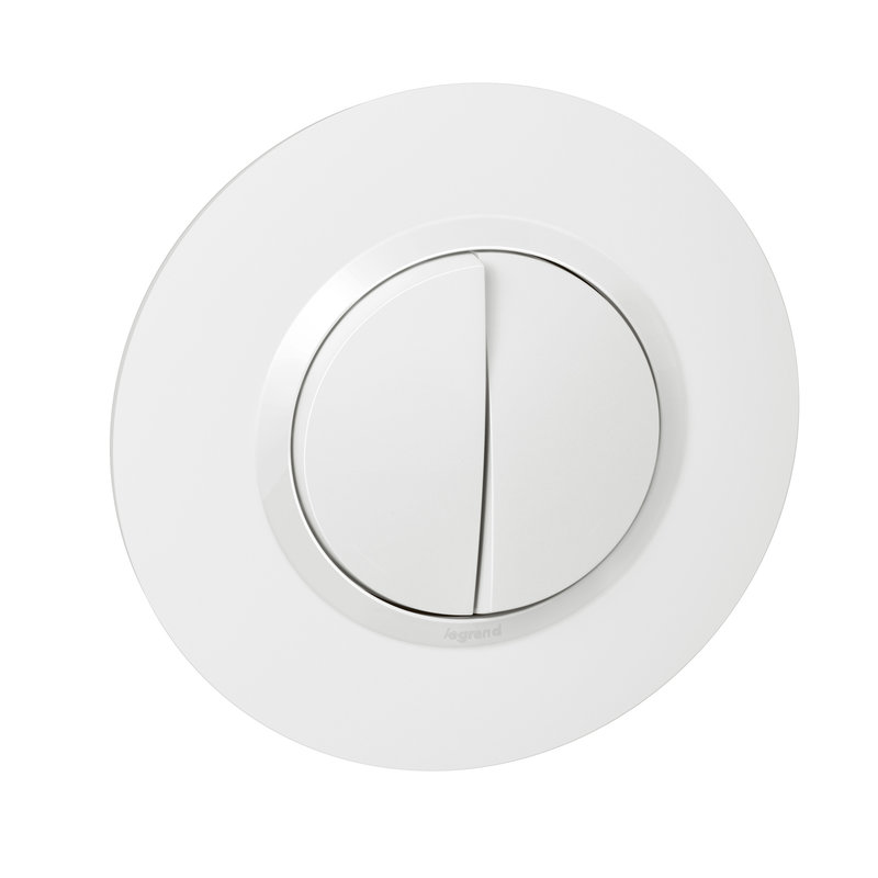 Legrand 095051 - Double interrupteur ou va-et-vient dooxie 10AX 250V~ avec plaque ronde blanche