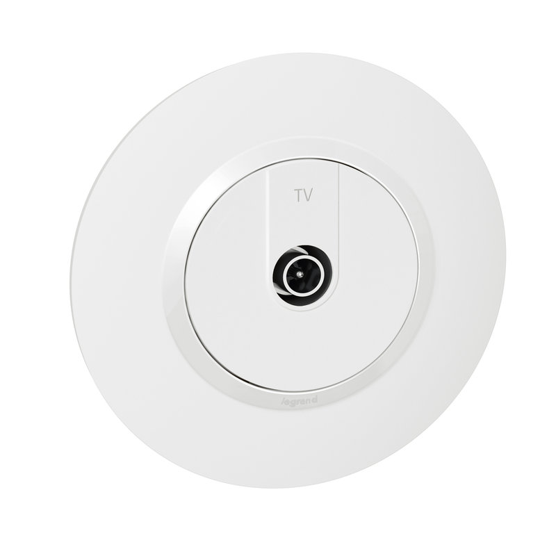 Legrand 095057 - Prise TV étoile blindée dooxie avec plaque ronde blanche