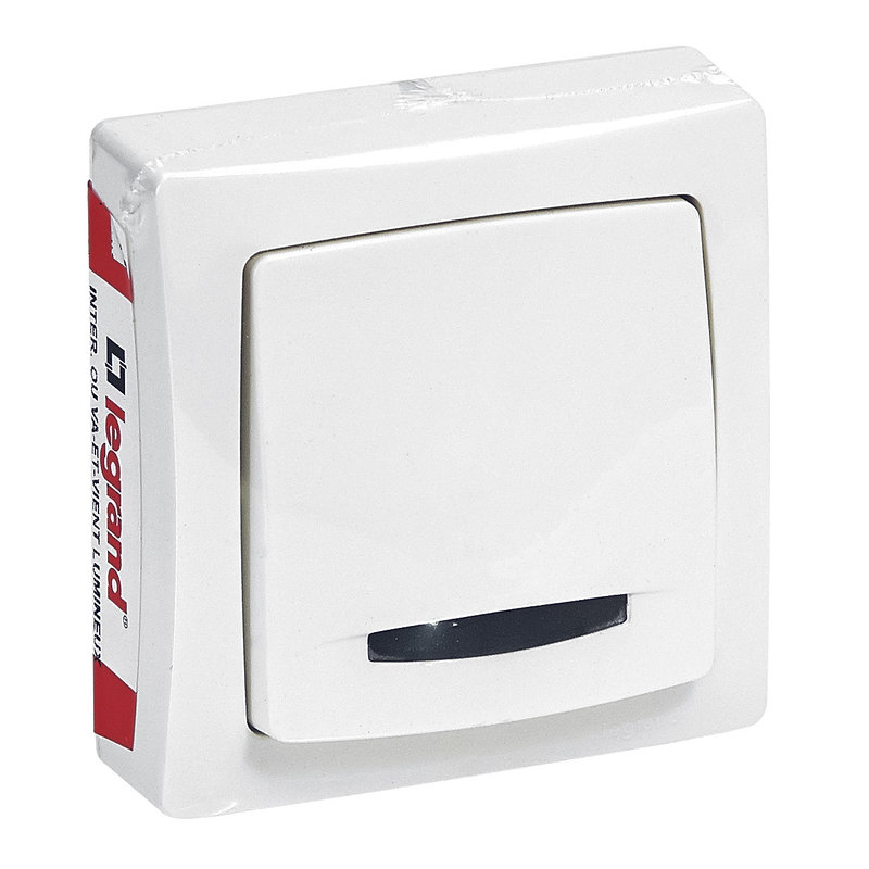 Legrand 097603 - Interrupteur ou va-et-vient lumineux avec voyant Appareillage Saillie - blanc