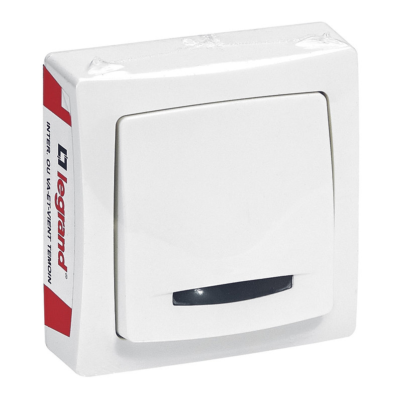 Legrand 097604 - Interrupteur ou va-et-vient témoin avec voyant Appareillage Saillie - blanc