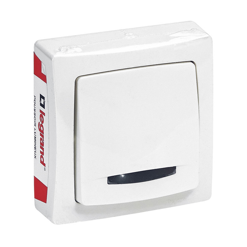 Legrand 097610 - Poussoir lumineux avec voyant fourni Appareillage Saillie - blanc