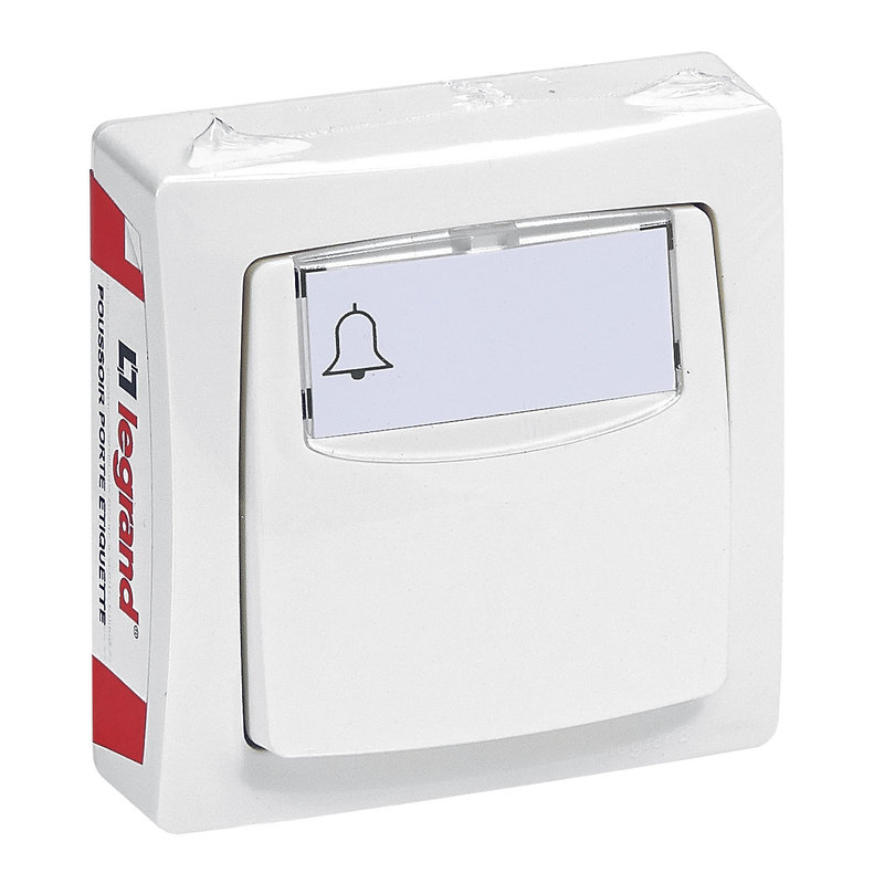 Legrand 097611 - Poussoir avec porte-étiquette Appareillage Saillie - Blanc