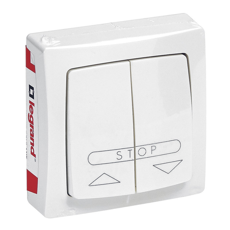 Legrand 097613 - Poussoir pour commande centralisée volets roulants Appareillage Saillie - blanc