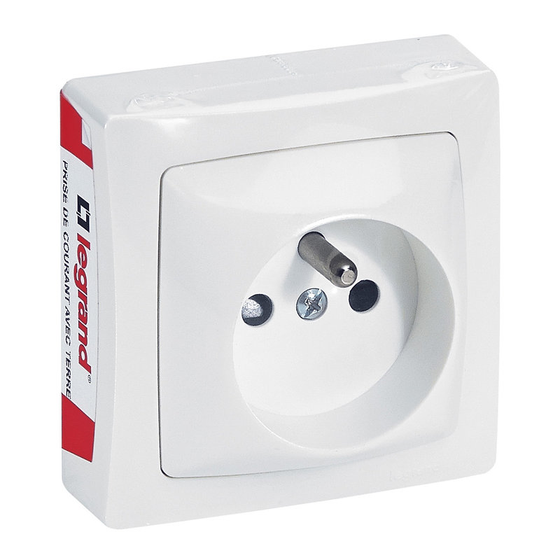 Legrand 097616 - Prise de courant avec terre Appareillage Saillie bornes auto - blanc