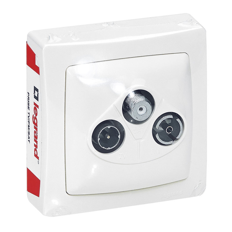 Legrand 097622 - Prise TV-R-SAT DAB+ Appareillage Saillie - Blanc