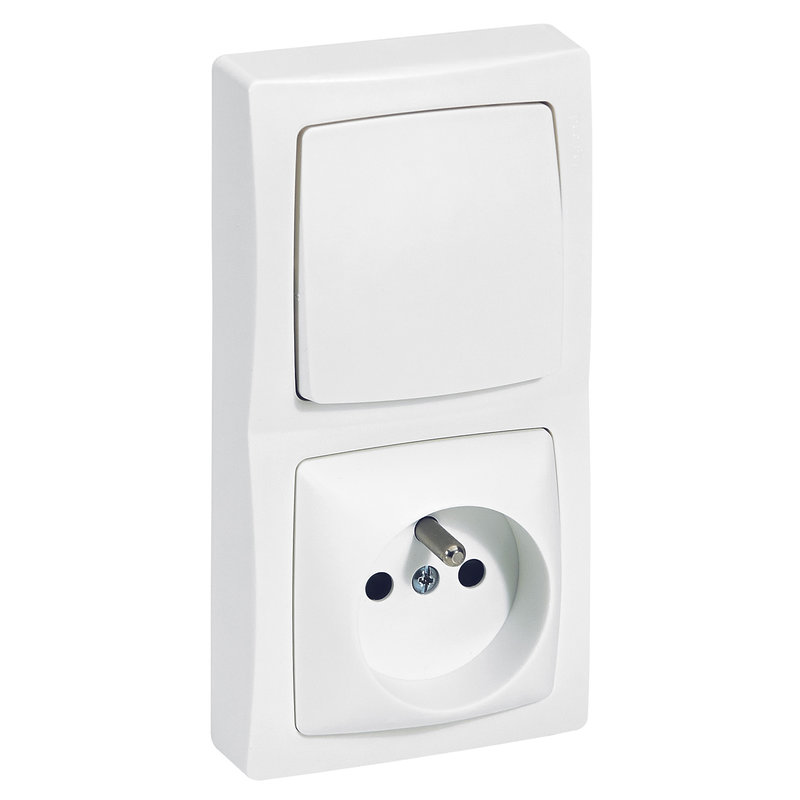 Legrand ALB710WH - Interrupteur avec 2P+T montage vertical complet Appareillage saillie - blanc