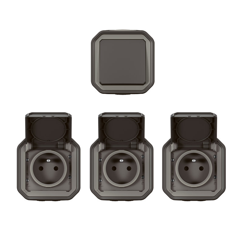 Legrand 200493 - Lot de 1 va-et-vient + 3 prises de courant Plexo complet saillie - anthracite