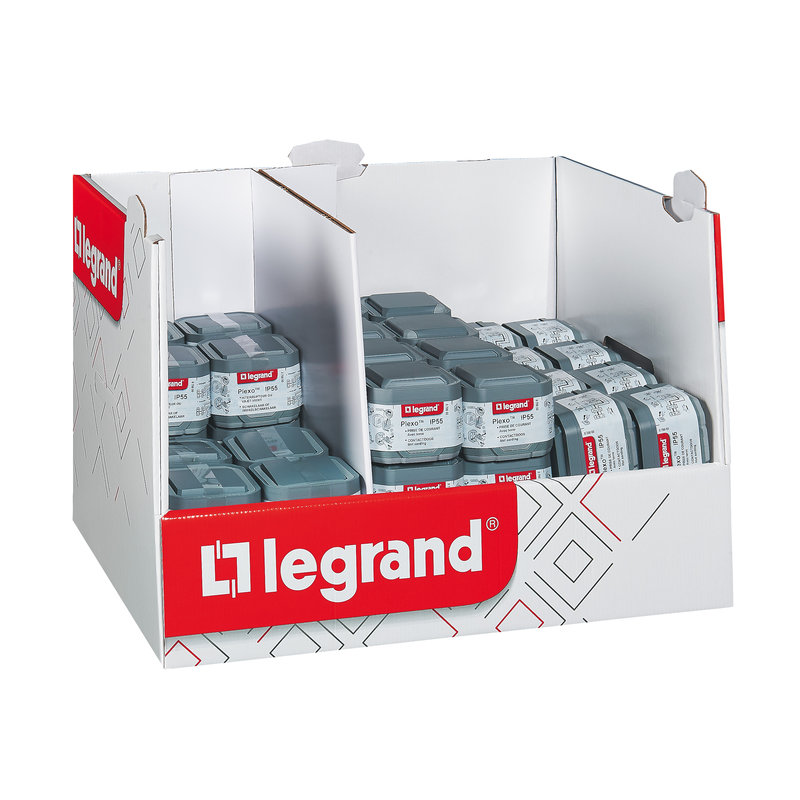 Legrand 300203 - Mini box 40 prises et 20 va-et-vient Plexo complet saillie - gris
