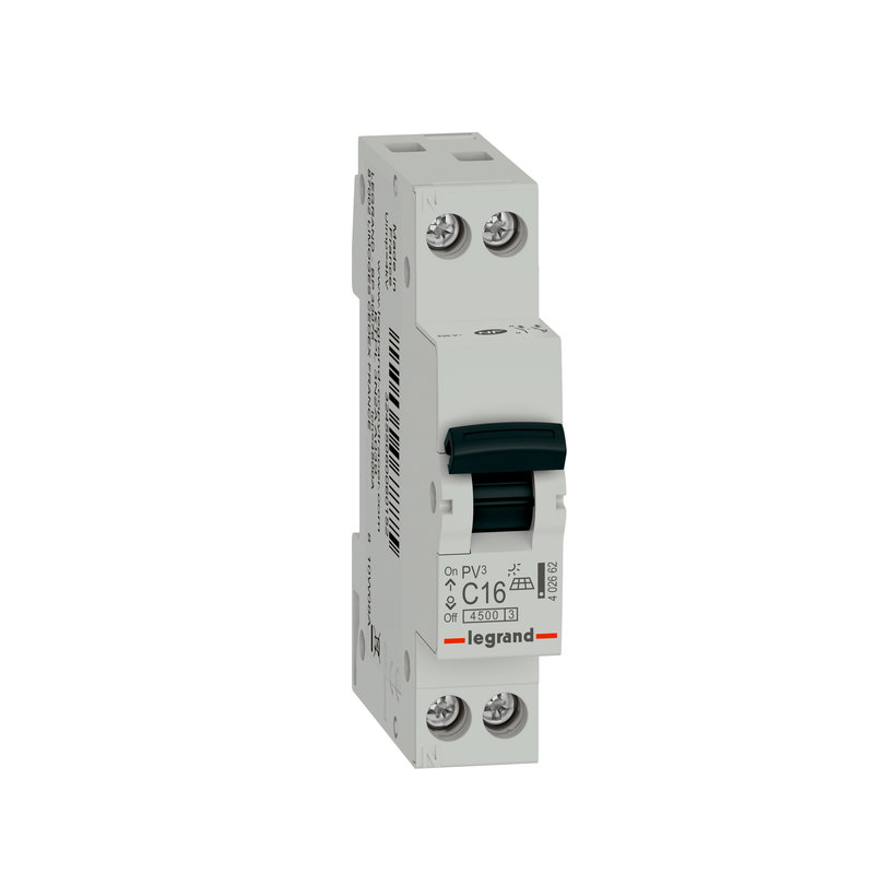 Legrand 402662 - Disjoncteur PV³ 4500 - vis/vis - U+N 230V~ 16A - 4,5kA - courbe C - 1 module
