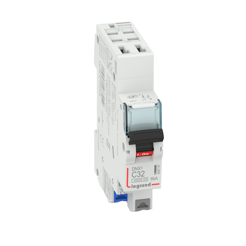 Legrand 406787 - DNX3 disjoncteur 1P+Neutre à gauche courbe C 32A 4500A/6kA bornes auto 1 module