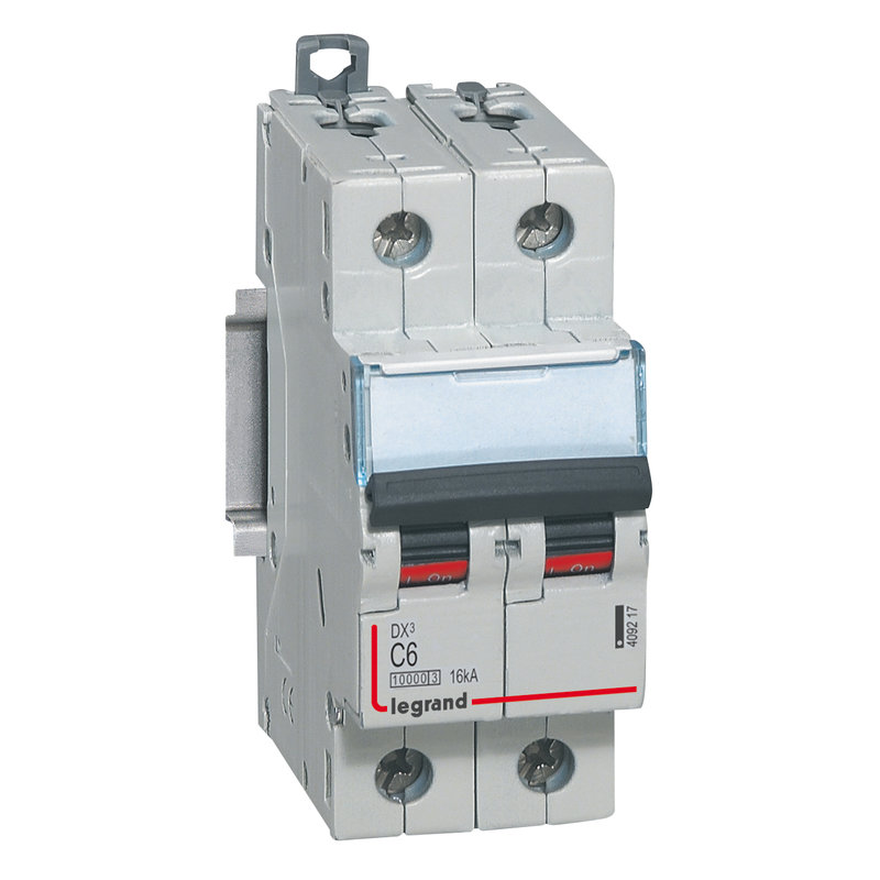 Legrand 409217 - Disj. DX³ 1000kA 16kA arrivée haute/départ bas à vis 6A -courbe C -2 modules