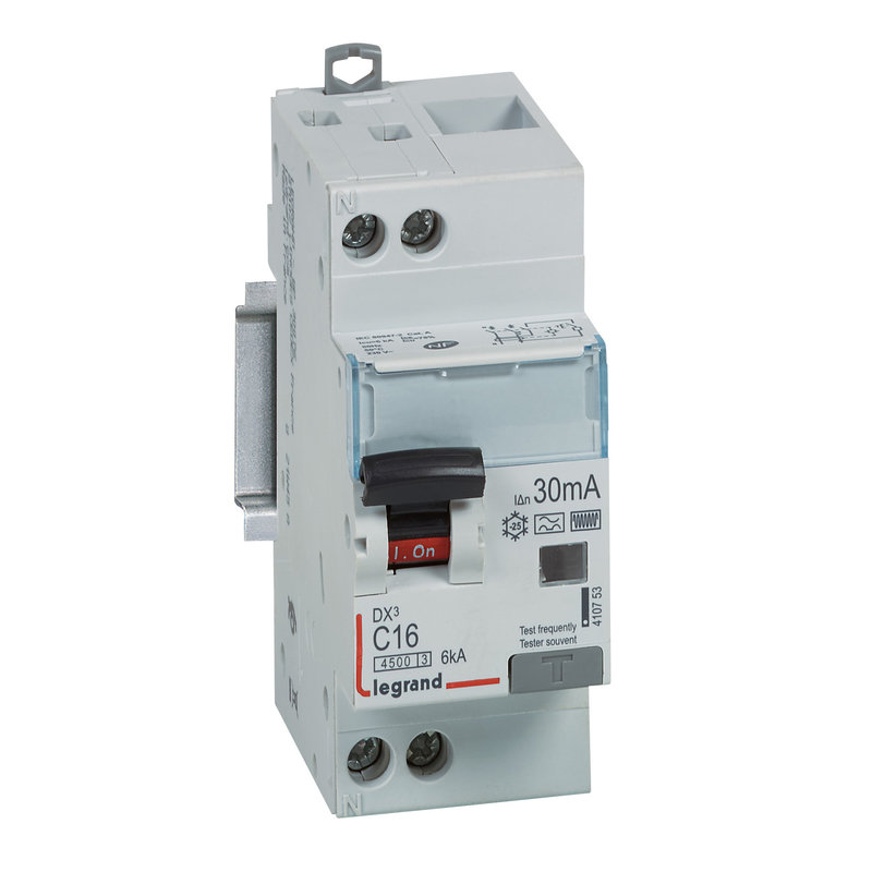 Legrand 410753 - Disjoncteur diff DX³ 4500 -vis/vis- U+N 230V~ 16A- typeF-30mA -courbe C - 2M