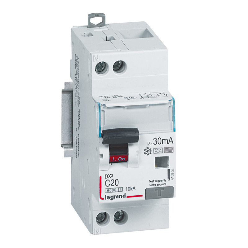 Legrand 410856 - Disj. diff monobloc DX³6000 10kA arrivée haute/départ bas vis U+N 20A typeF 30mA