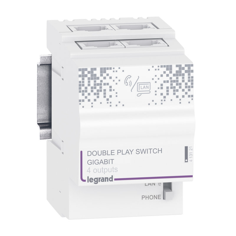 Legrand 413121 - Centrale Double Play 1 Gigabit 4 sorties RJ45 - 2,5 modules