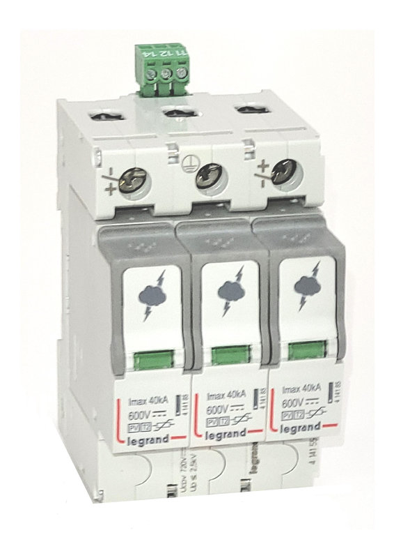 Legrand 414155 - Parafoudre photovoltaïque type2 - 2pôles protégés - 3modules - Imax 40 kA 600V=