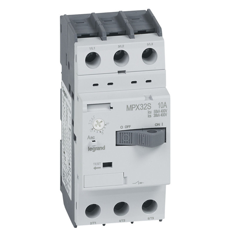 Legrand 417310 - Disjoncteur moteur magnétothermique MPX³32S - réglage 6A à 10A Icu 50kA en 415V