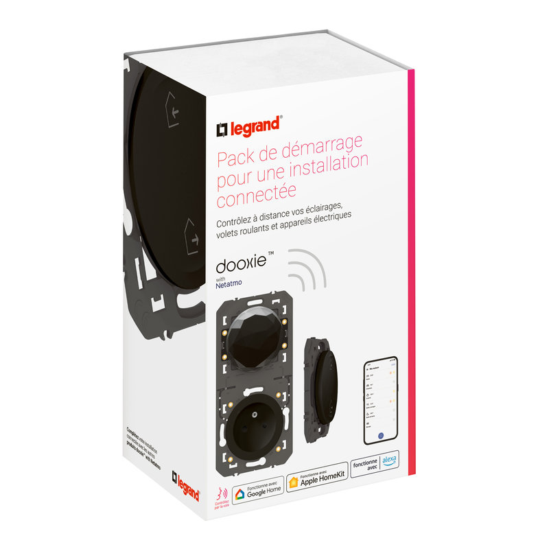 Legrand 600870 - Pack démarrage connecté cde gale départ/arrivée ss fil dooxie with Netatmo noir