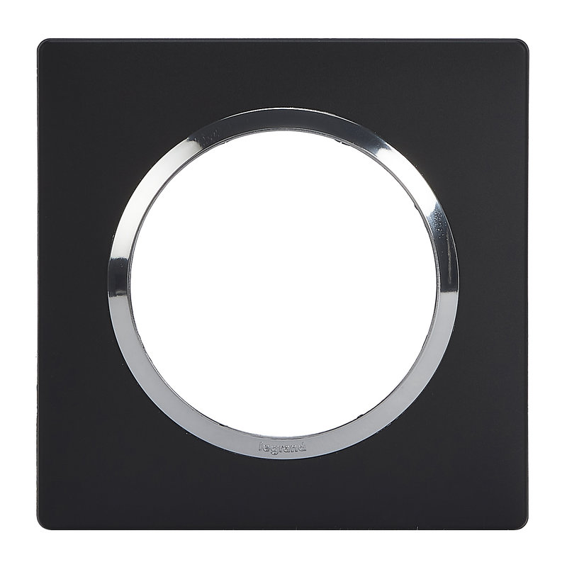 Legrand 600895 - Plaque carrée dooxie 1 poste finition noir bague chromé